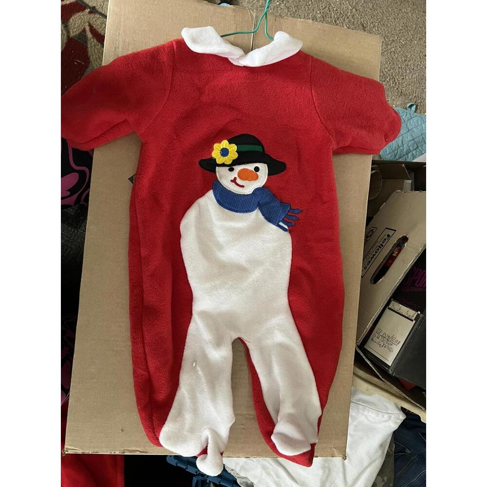 Terry Infant Snowman Fleece One-Piece Outfit 6-9 Months